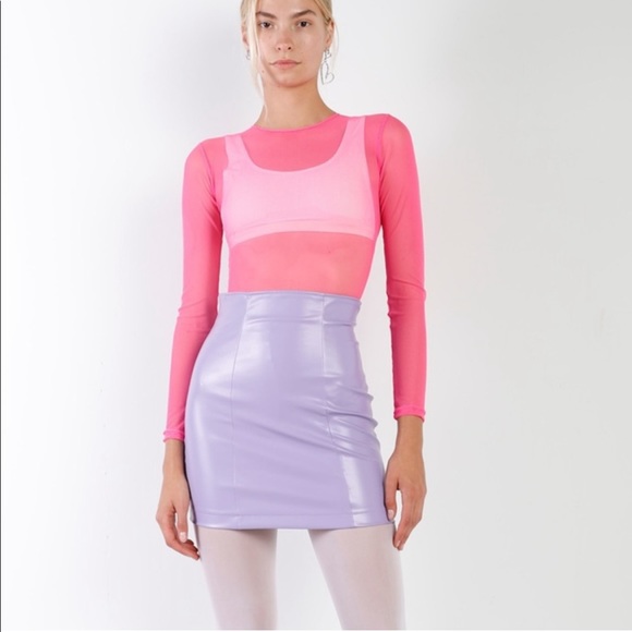 So 90s Lavender High Waist Faux Leather Mini Skirt